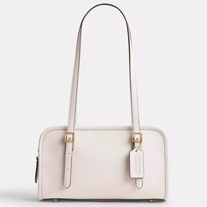 Coach Swing Zip Satchel Shoulder Bag Brass/Chalk White Glovetanned Leather NWT